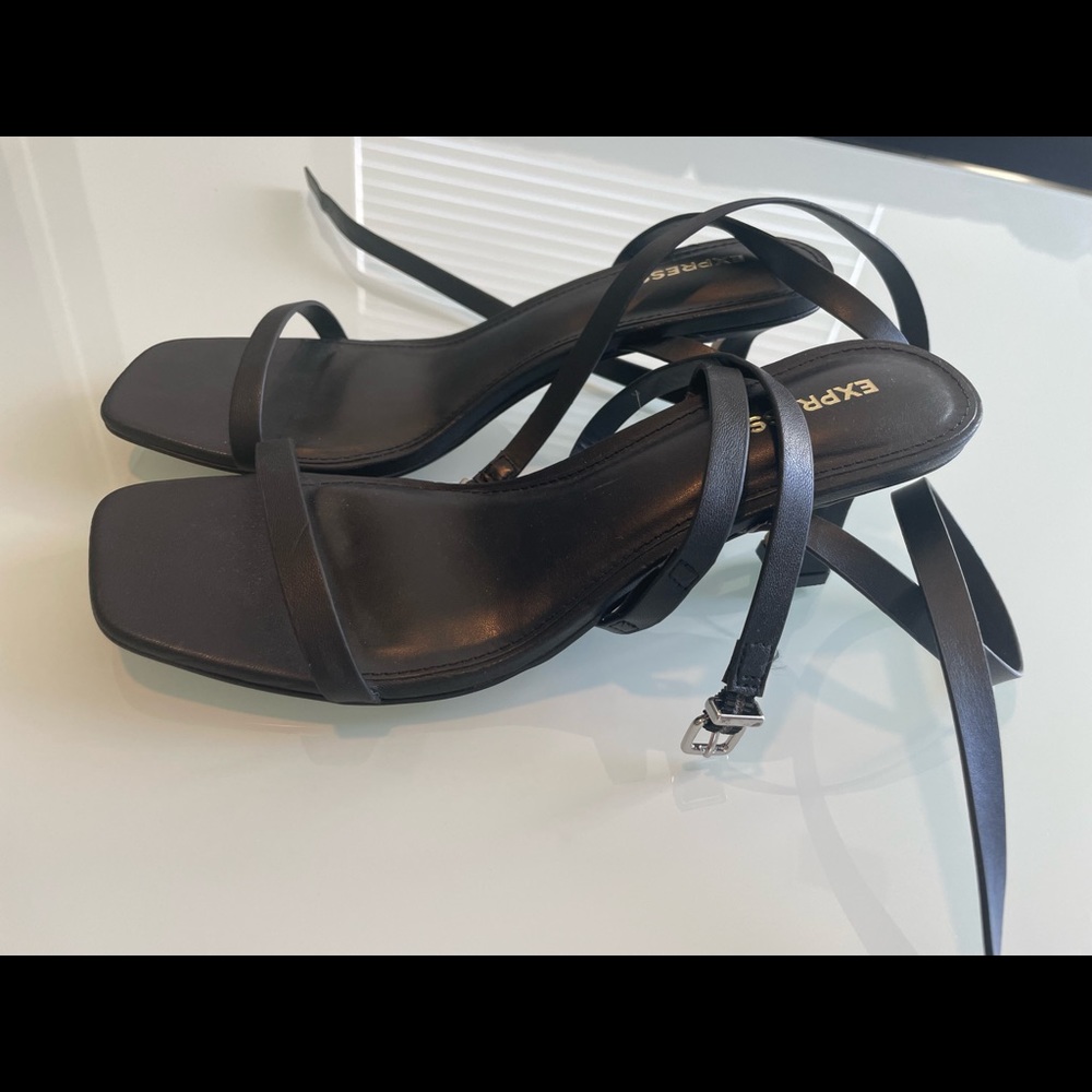 Express Black Strappy Heeled Sandles New with tags Size 8